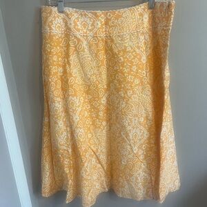 Fairy Cottagecore apricot colour paisley floral a line skirt scalloped waist 12